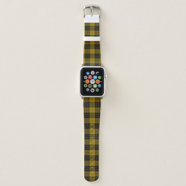 MacLeod tartan yellow black plaid Apple Watch Band (Front)
