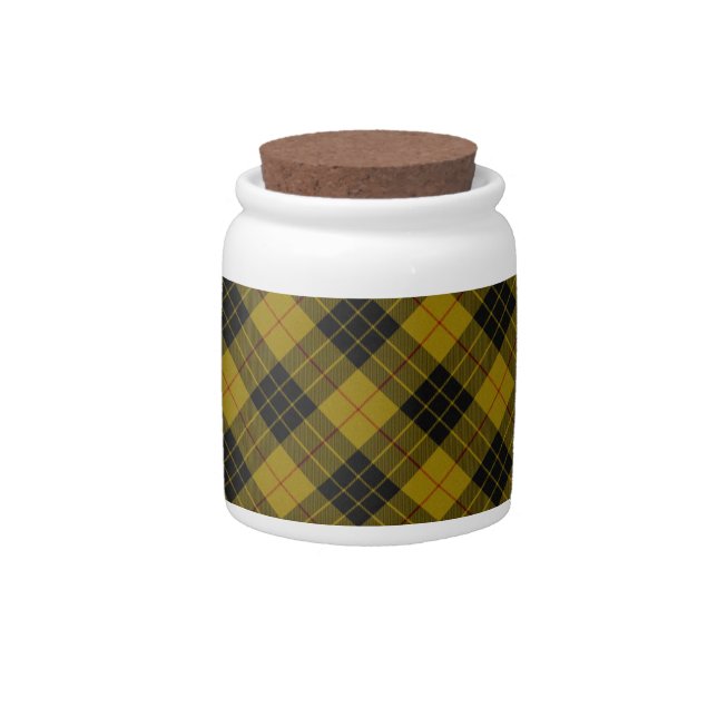 MacLeod tartan yellow black plaid Candy Jar (Front)