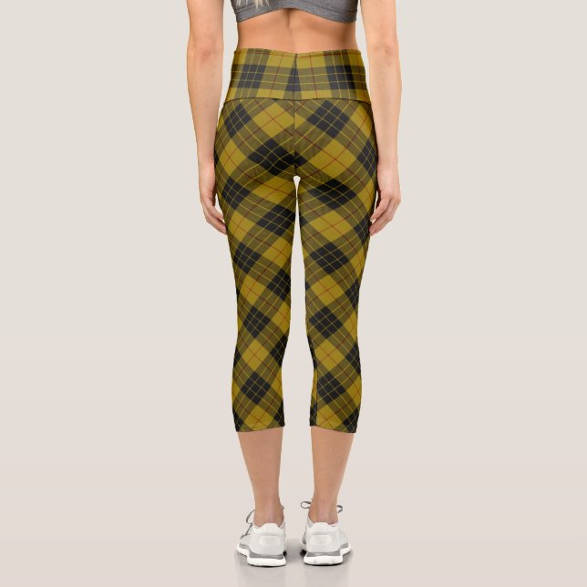 MacLeod tartan yellow black plaid Capri Leggings (Back)
