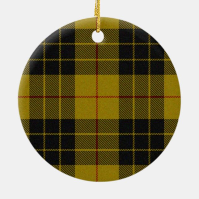 MacLeod tartan yellow black plaid Ceramic Ornament (Back)