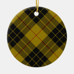 MacLeod tartan yellow black plaid Ceramic Ornament
