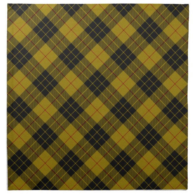 MacLeod tartan yellow black plaid Cloth Napkin (Front)