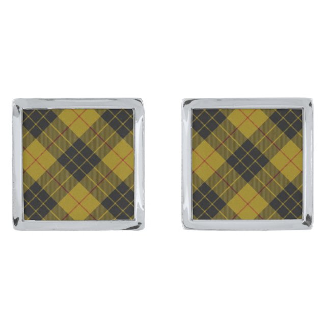 MacLeod tartan yellow black plaid Cufflinks (Front)