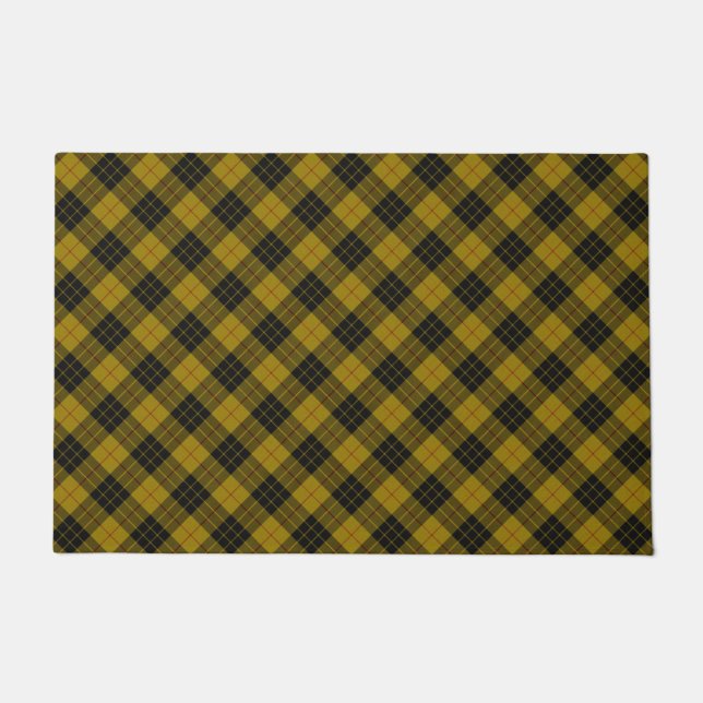 MacLeod tartan yellow black plaid Doormat (Front)