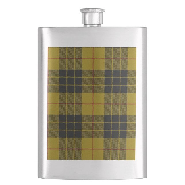 MacLeod tartan yellow black plaid Flask (Front)