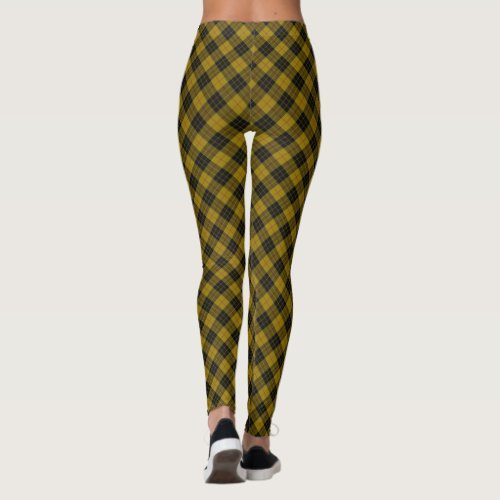 MacLeod tartan yellow black plaid Leggings