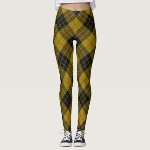 MacLeod tartan yellow black plaid Leggings