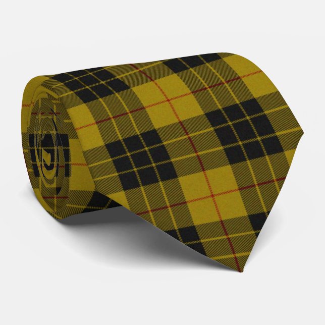 MacLeod tartan yellow black plaid Neck Tie (Rolled)