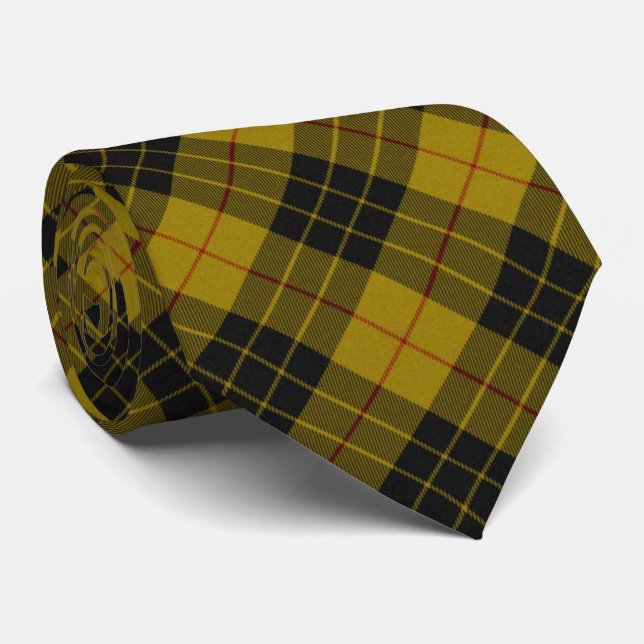 MacLeod tartan yellow black plaid Tie (Rolled)
