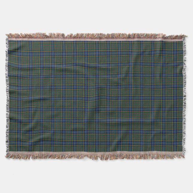 MacMillan Clan Hunting Tartan Blue and Green Plaid Throw Blanket (Front)
