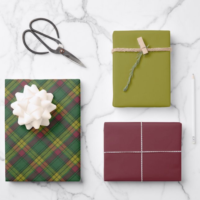 MacMillan Old Ancient  Original Scottish Tartan Wrapping Paper Sheets (Front)