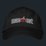 MacMost Baseball Cap<br><div class="desc">Official MacMost baseball cap. This black chino twill cap has a pre-curved bill,  cloth strap and an antique brass slide buckle closure with tuck-in grommet. The MacMost logo is embroidered.in white,  red and black.</div>