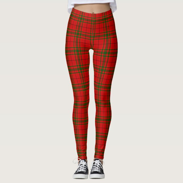 MacNab tartan red green plaid Leggings (Front)