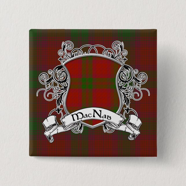 MacNab Tartan Shield Pinback Button (Front)