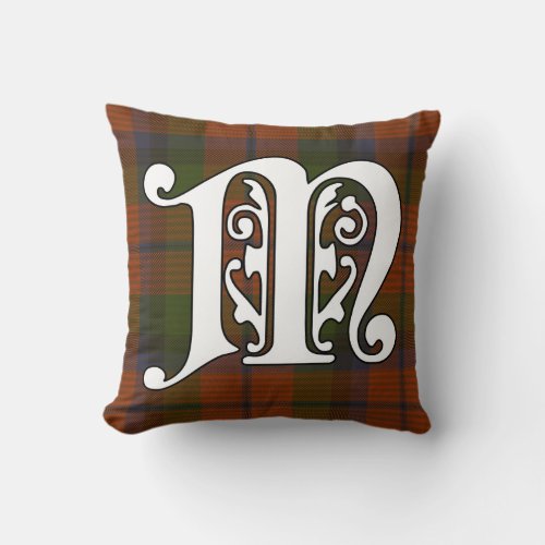 MacNaughton Clan Tartan Monogram Throw Pillow