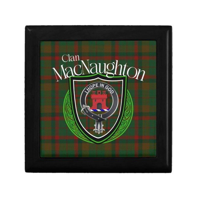 MacNaughton Scottish Clan Tartan and Crest Gift Box (Front)