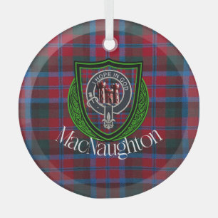MacNaughton Scottish Clan Tartan & Crest Glass Ornament