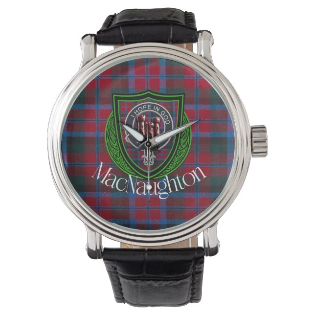 MacNaughton Scottish Clan Tartan & Crest Watch (Front)
