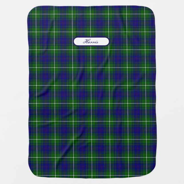 MacNeil Blue and Green Tartan Plaid Baby Blanket (Front)