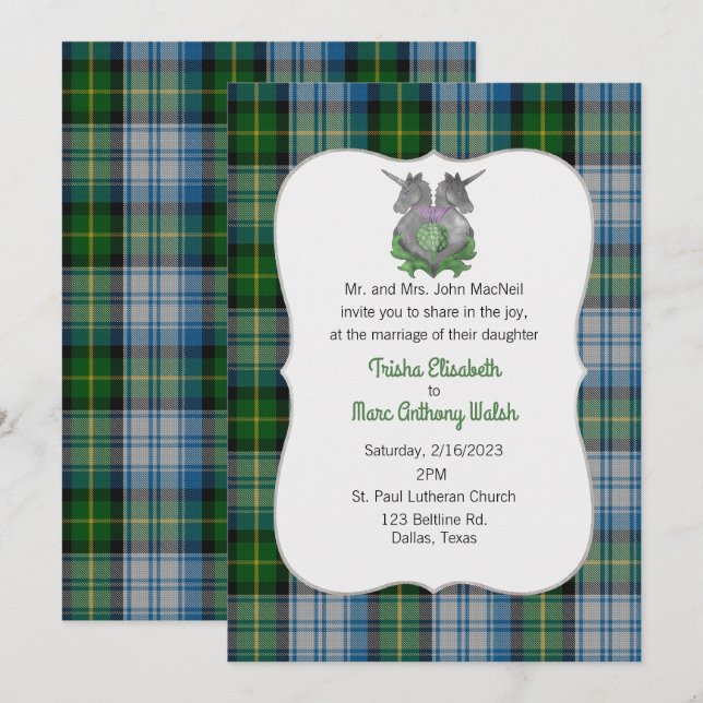 MacNeil Clan Scottish Symbols Wedding Invitation (Front/Back)