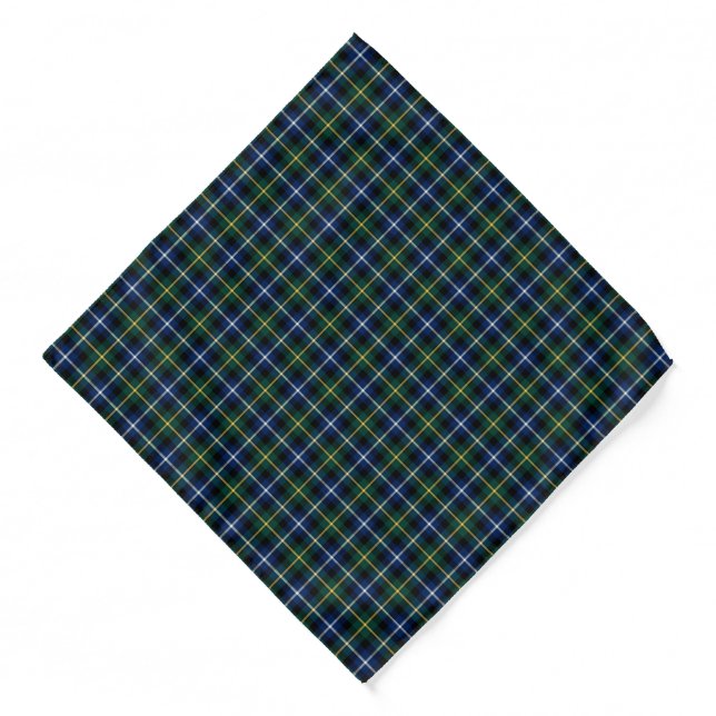 MacNeil Clan Tartan Black and Royal Blue Plaid Bandana (Front)