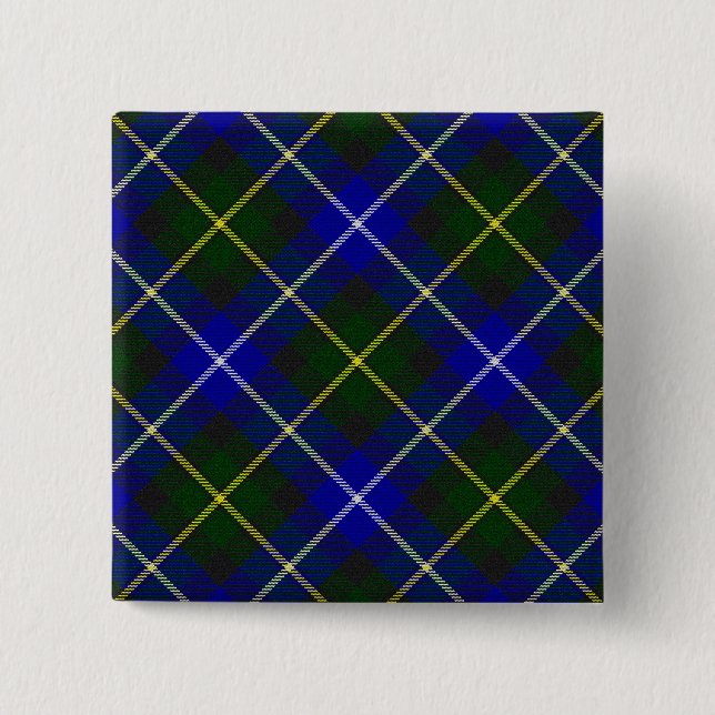 Macneil of Barra tartan blue green plaid Pinback Button (Front)
