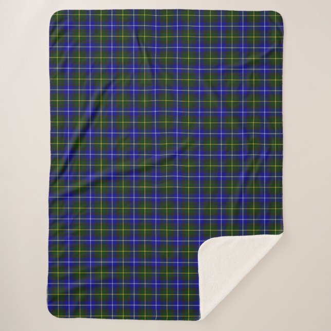 Macneil of Barra tartan blue green plaid Sherpa Blanket (Front)