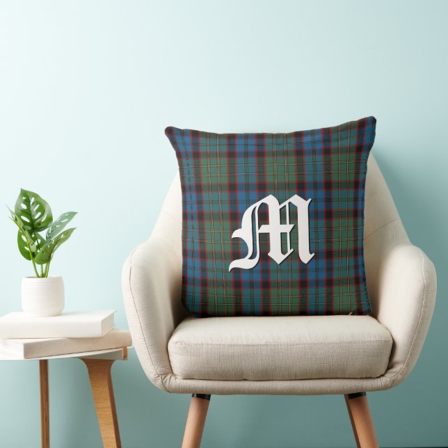 MacNicol Hunting Tartan Plaid Monogram Throw Pillow (Chair)