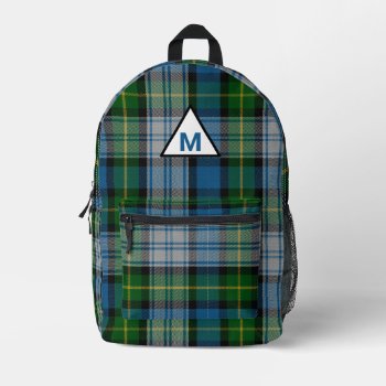 Macnicol Plaid Monogrammed  Printed Backpack by Everythingplaid at Zazzle