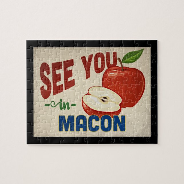 Macon Georgia Apple - Vintage Travel Jigsaw Puzzle (Horizontal)