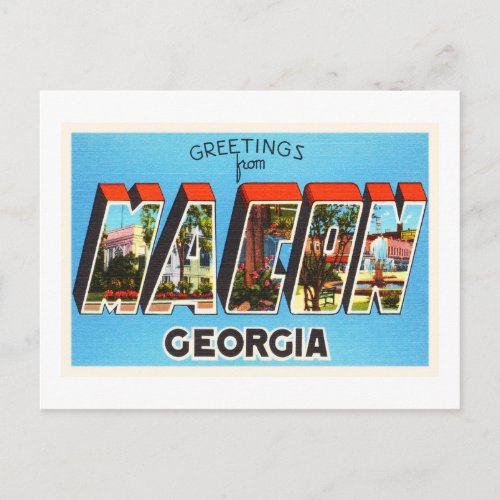 Macon Georgia GA Old Vintage Travel Souvenir Postcard