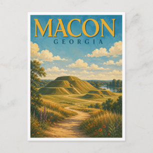 Macon Georgia Ocmulgee Mounds GeoSaga Postcard