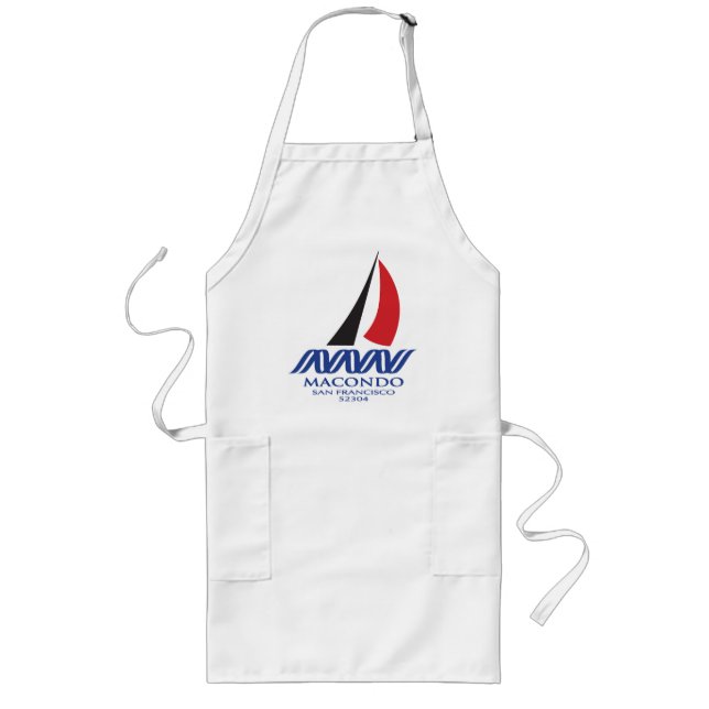 Macondo Logo w blue text Long Apron (Front)