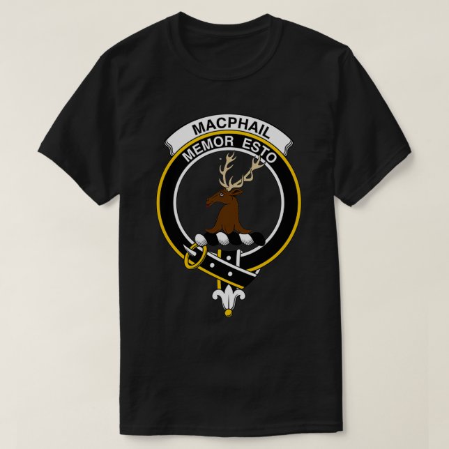 MacPhail Crest Tartan Clan Scottish Clan T-Shirt (Design Front)