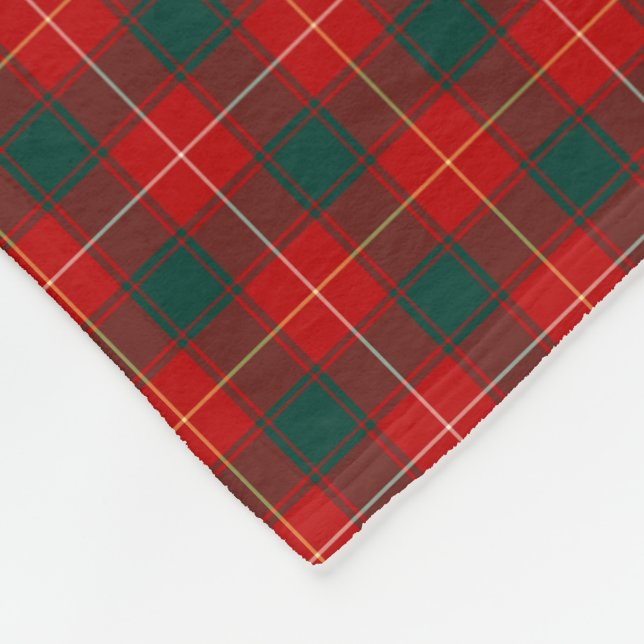 MacPhee Clan Red and Green Tartan Fleece Blanket (Corner)