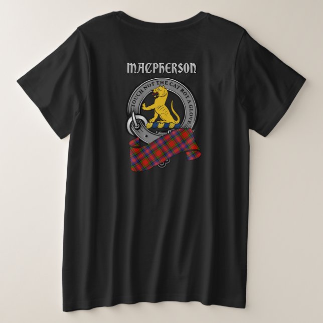 MacPherson Clan Badge & Tartan (back) Plus Size T-Shirt (Design Back)