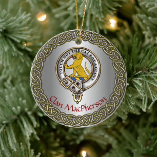 MacPherson Clan Badge/Tartan Thistle Personalized Ceramic Ornament