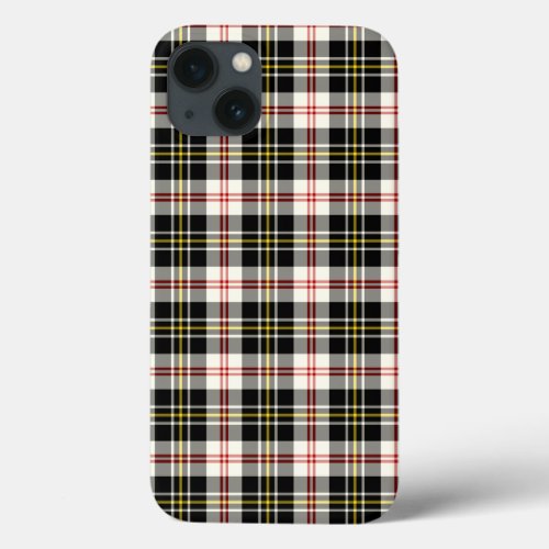 MacPherson Clan Black and White Dress Tartan iPhone 13 Case