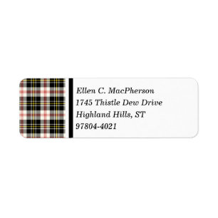 MacPherson Clan Black and White Scottish Tartan Label