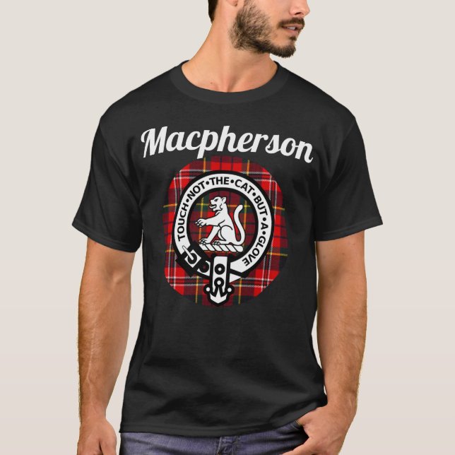Macpherson Clan Scottish Name Coat Of Arms Tartan T-Shirt (Front)