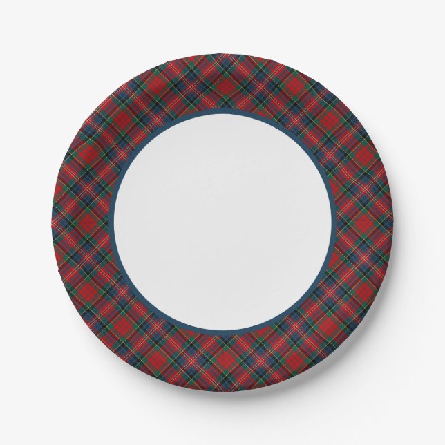 MacPherson Clan Tartan Border Paper Plates (Front)