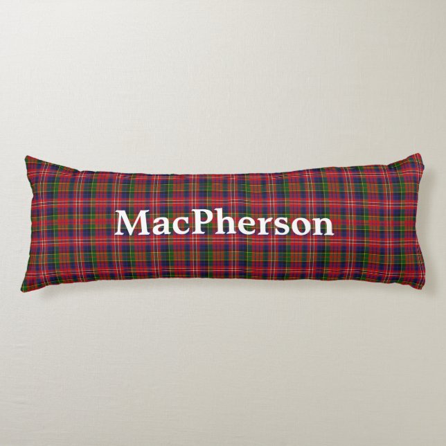 MacPherson Clan Tartan Plaid Body Pillow (Front)