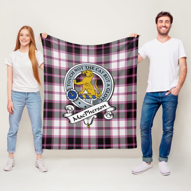 MacPherson Hunting Modern Clan Badge Tartan Plaid Fleece Blanket (In Situ)