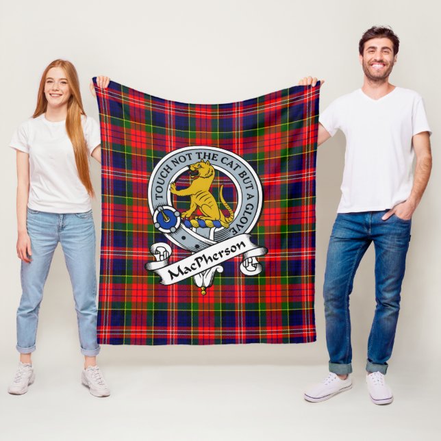 MacPherson Modern Clan Badge Tartan Plaid Fleece Blanket (In Situ)