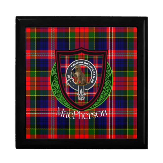 MacPherson Scottish Clan Tartan & Crest Gift Box (Front)