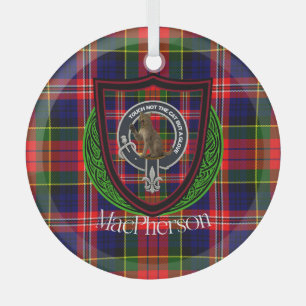 MacPherson Scottish Clan Tartan & Crest Glass Ornament