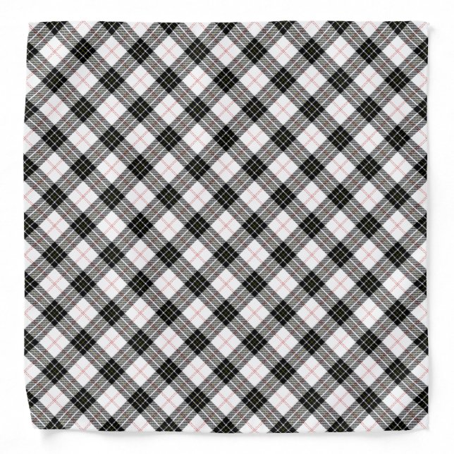 MacPherson tartan black white plaid Bandana (Front)