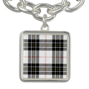 MacPherson tartan black white plaid Charm Bracelet