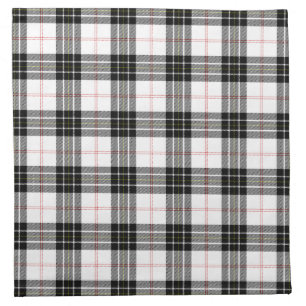 MacPherson tartan black white plaid Cloth Napkin