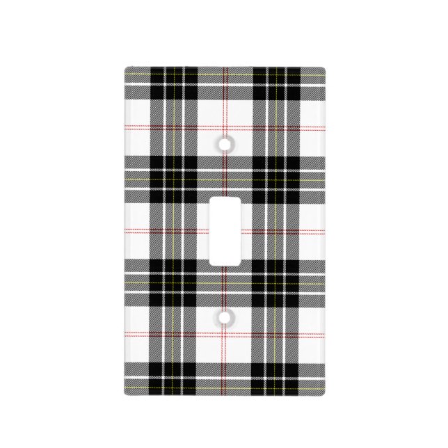 MacPherson tartan black white plaid Light Switch Cover (Front)